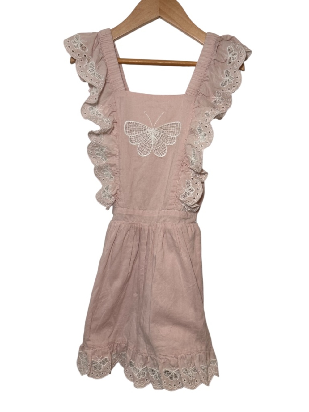 TUTU DU MONDE light pink & white cotton/lace romper - size 4-5 (generous)